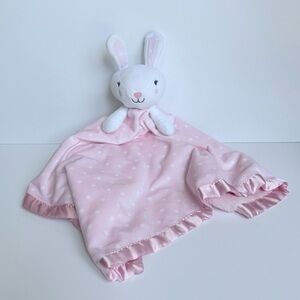 Cloud Island Bunny Rabbit Large Pink Security Blanket Lovey Lovie Polka Dots